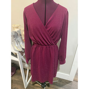 LOFT Burgundy Long Sleeve Dress